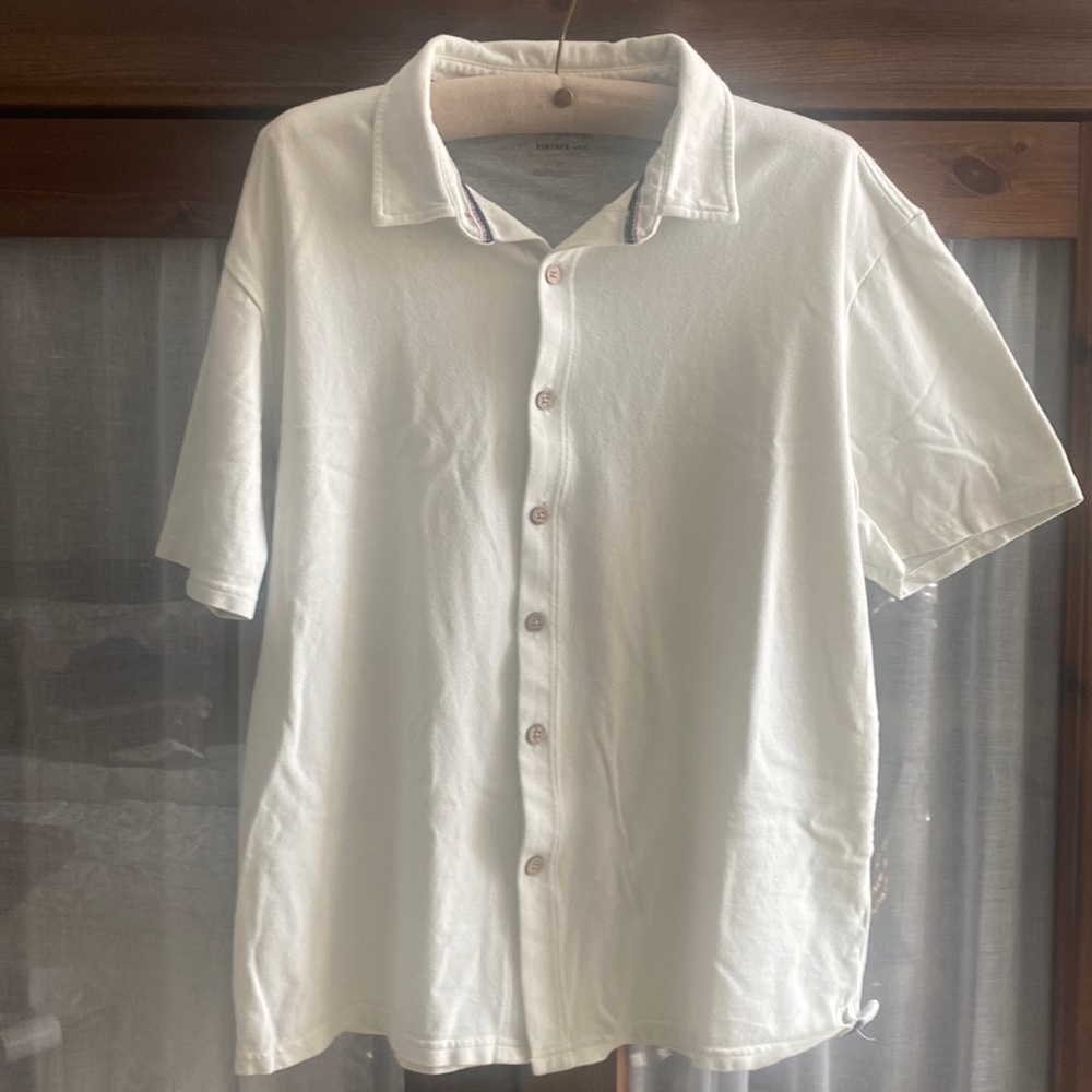 Weatherproof Vintage short sleeve knit button up. Off - white. Size medium